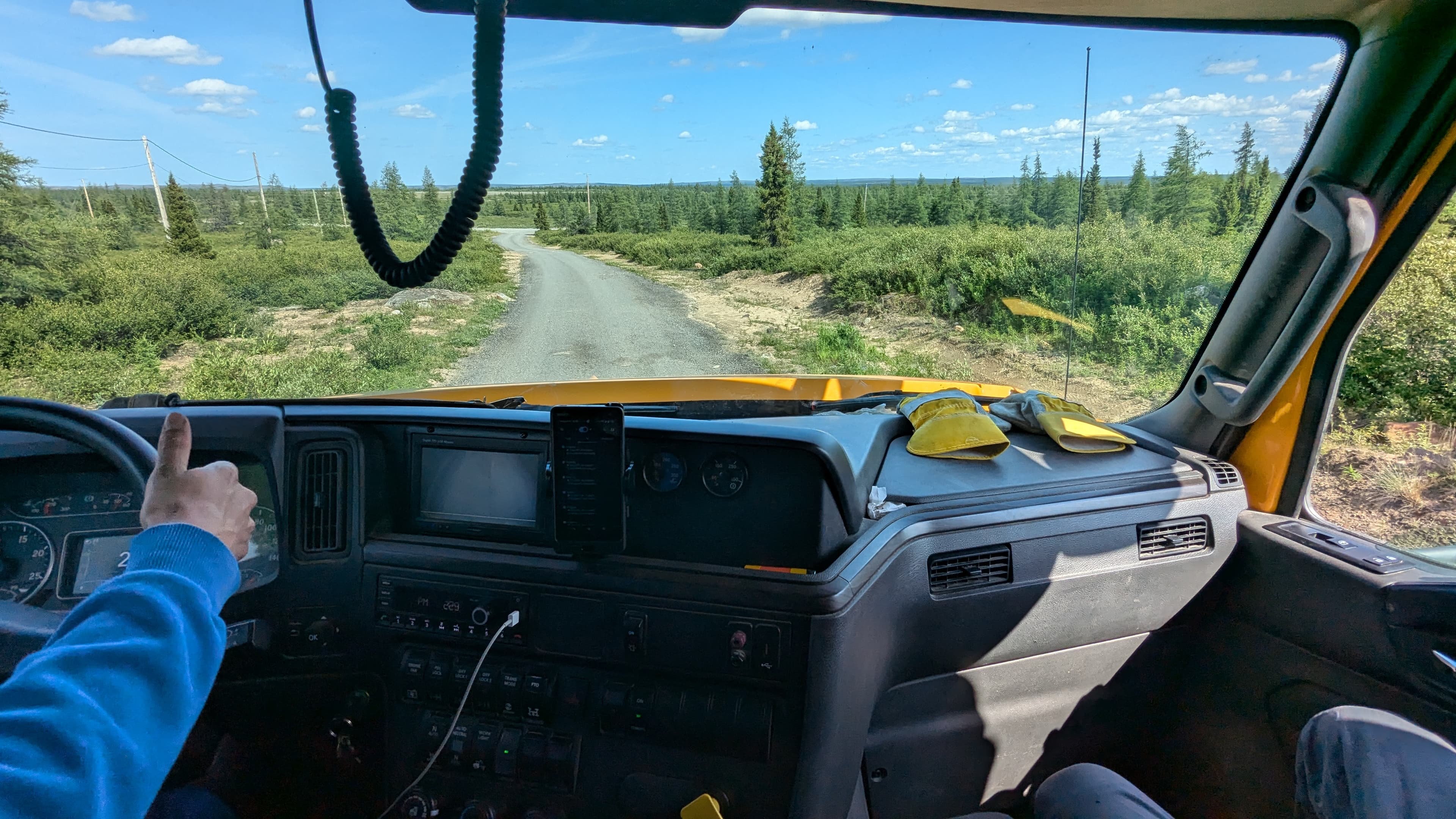 phone app being used in a truck on the road
