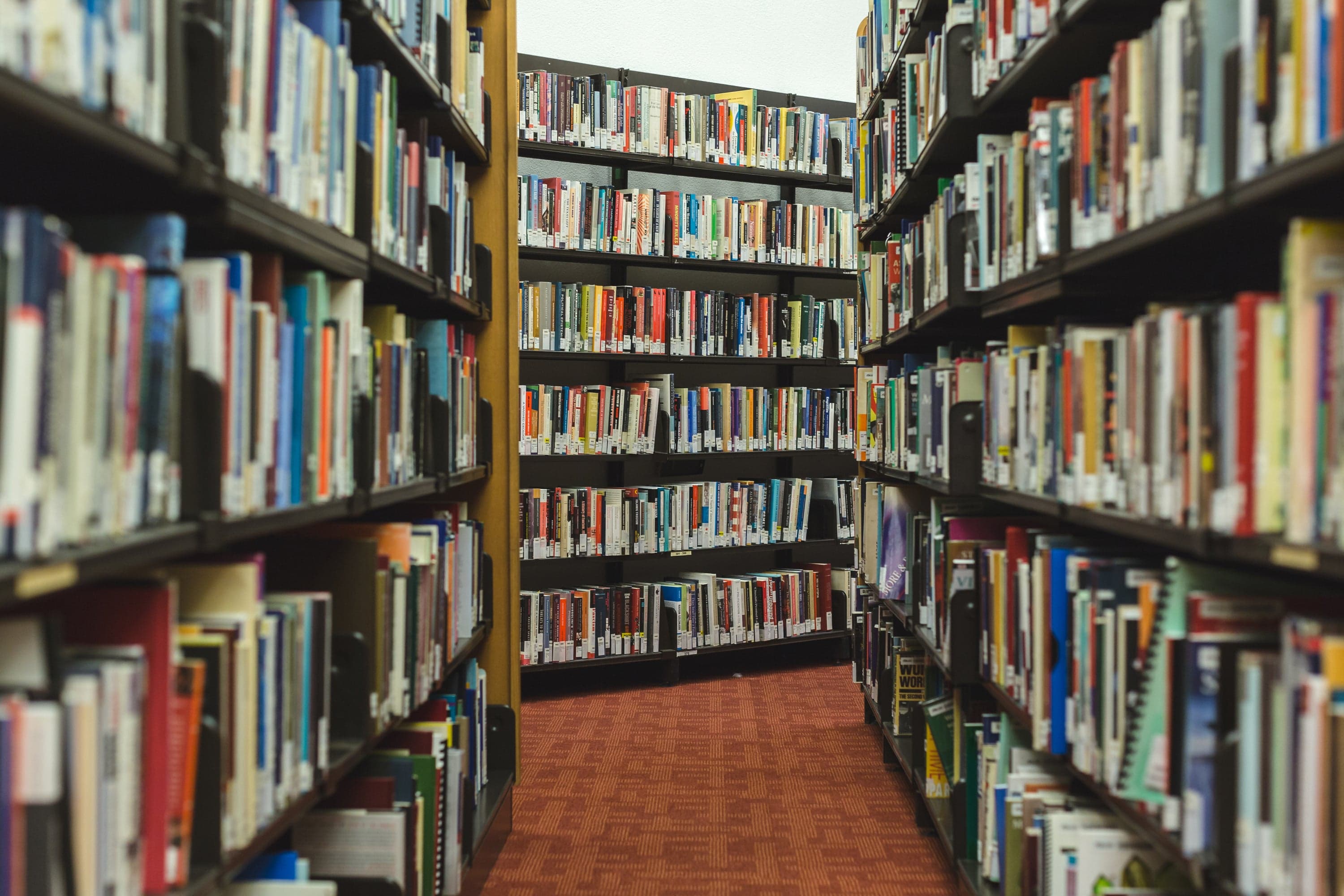 bookshelves in a library
