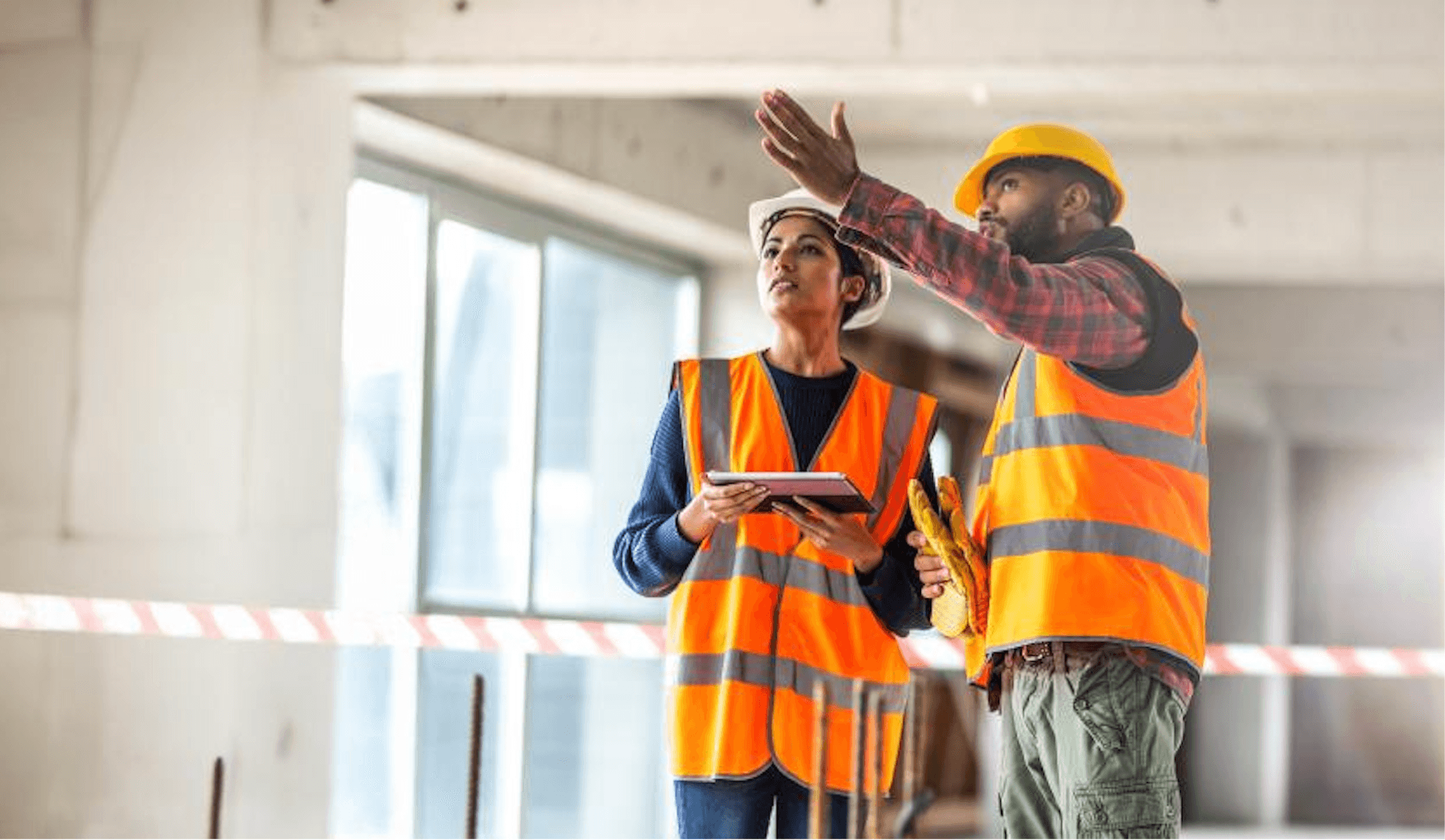 construction workers discussing plans