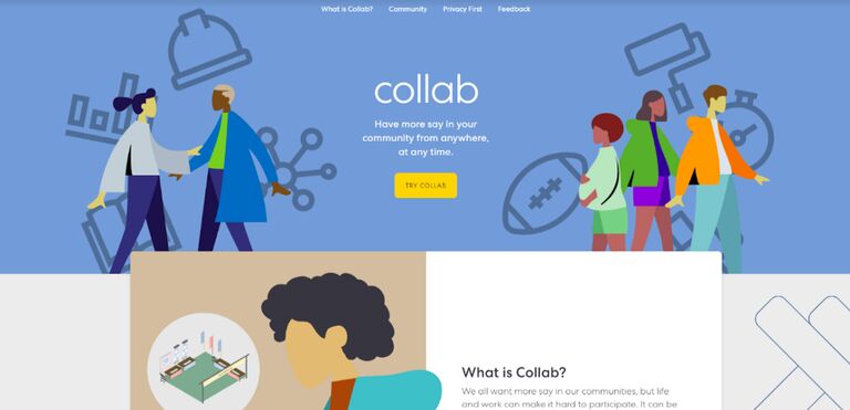 A screenshot of the Collab homepage, updated to reflect feedback from GRIT Toronto testers.