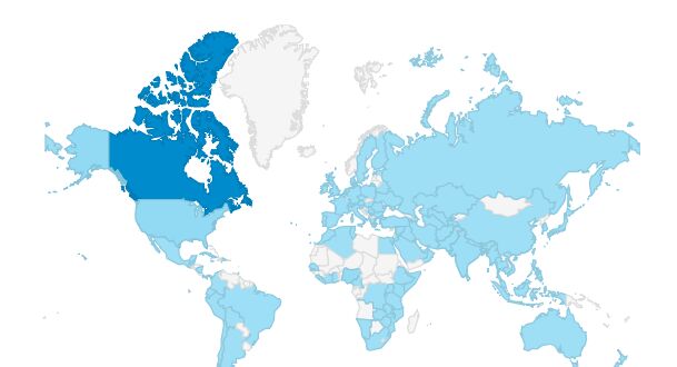 While applications for the fellowship were concentrated in Canada, people around the world were interested in the opportunity to apply their tech and design skills to public service. [Accessible caption: a heat map of the world showing traffic to Code for Canada’s fellowship website during our recruitment last winter]