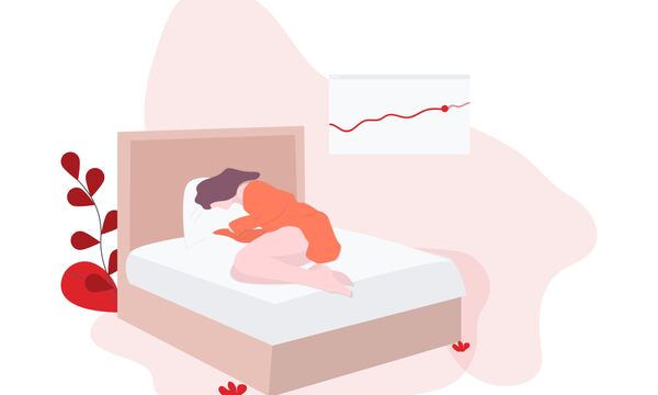 Illustrated image of woman in bed