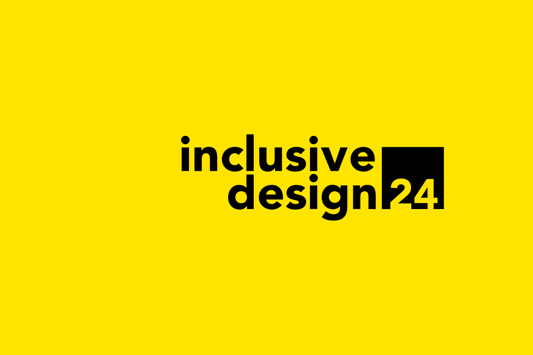 Black text that reads: "Inclusive Design 24" on a yellow background