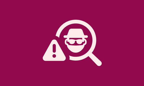 Icon of a person in a disguise under a magnifying glass