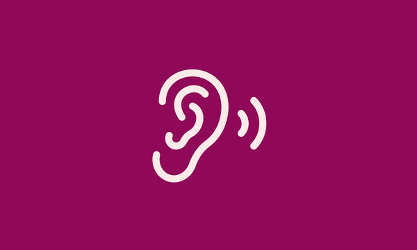 An ear with a sound wave coming out of it