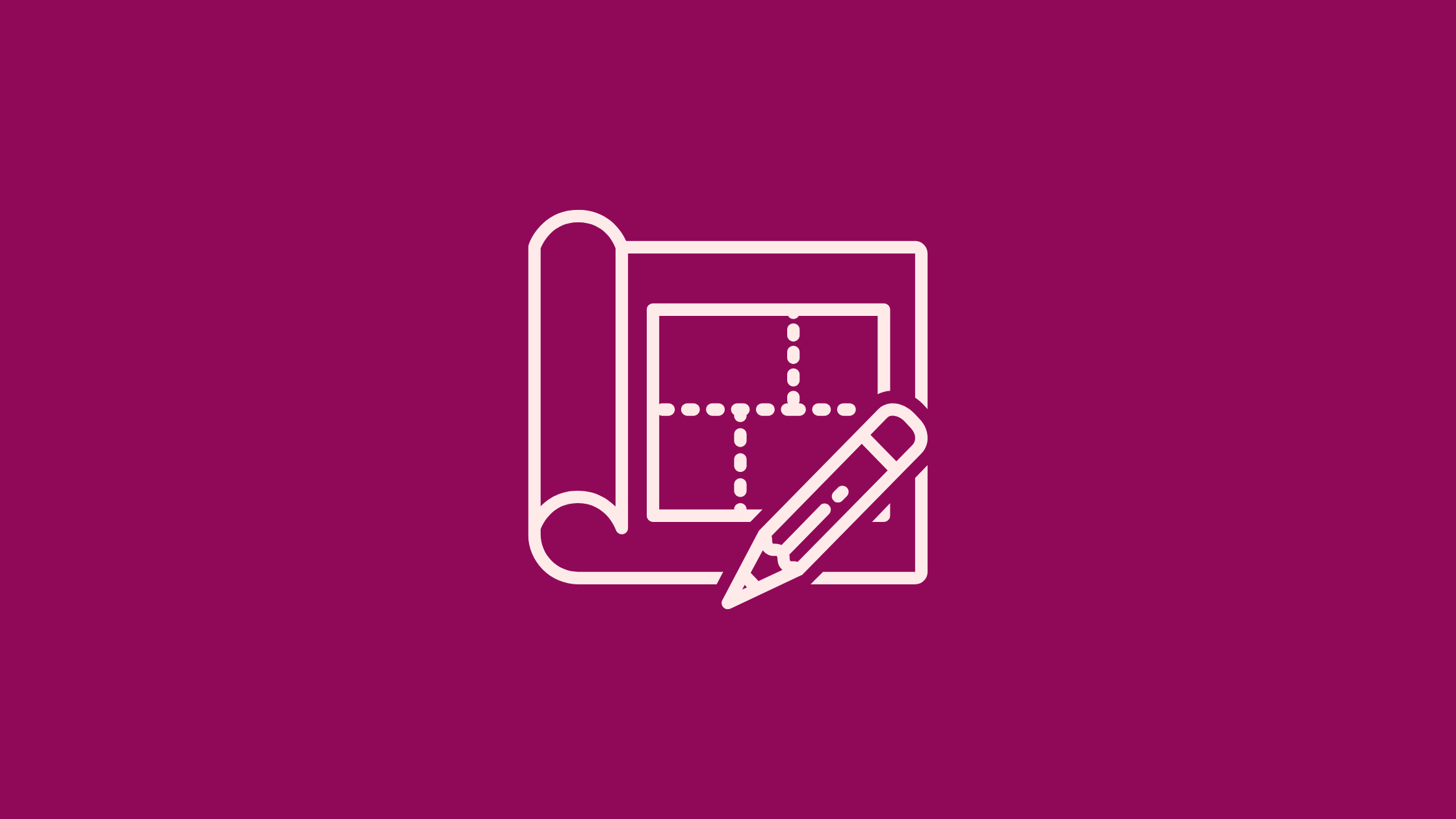 An icon of a blueprint with a pencil and paper