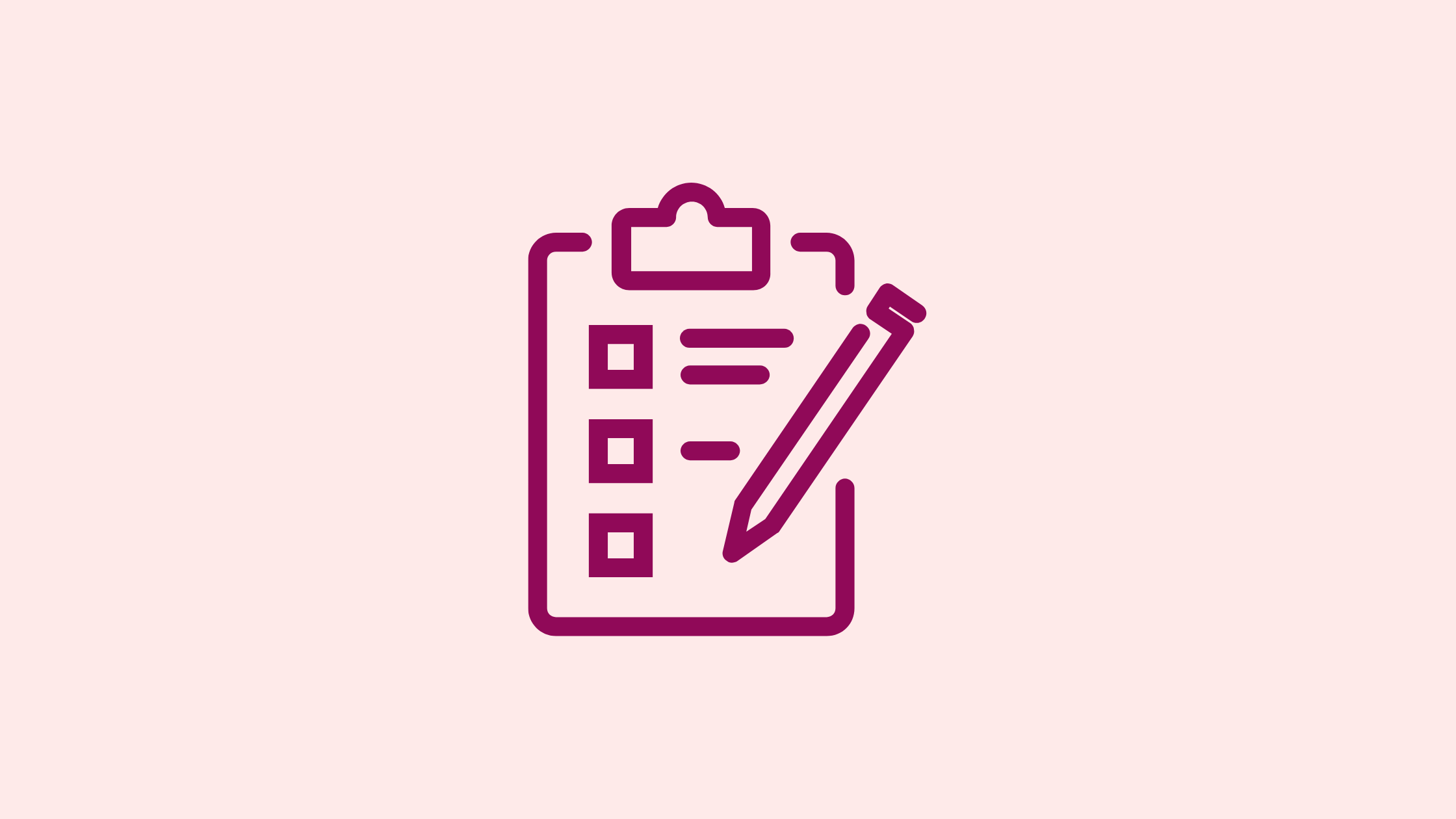 An icon of a clipboard with a pen on it