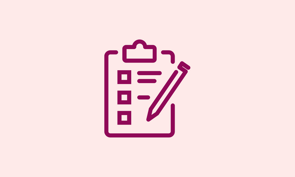 An icon of a clipboard with a pen on it