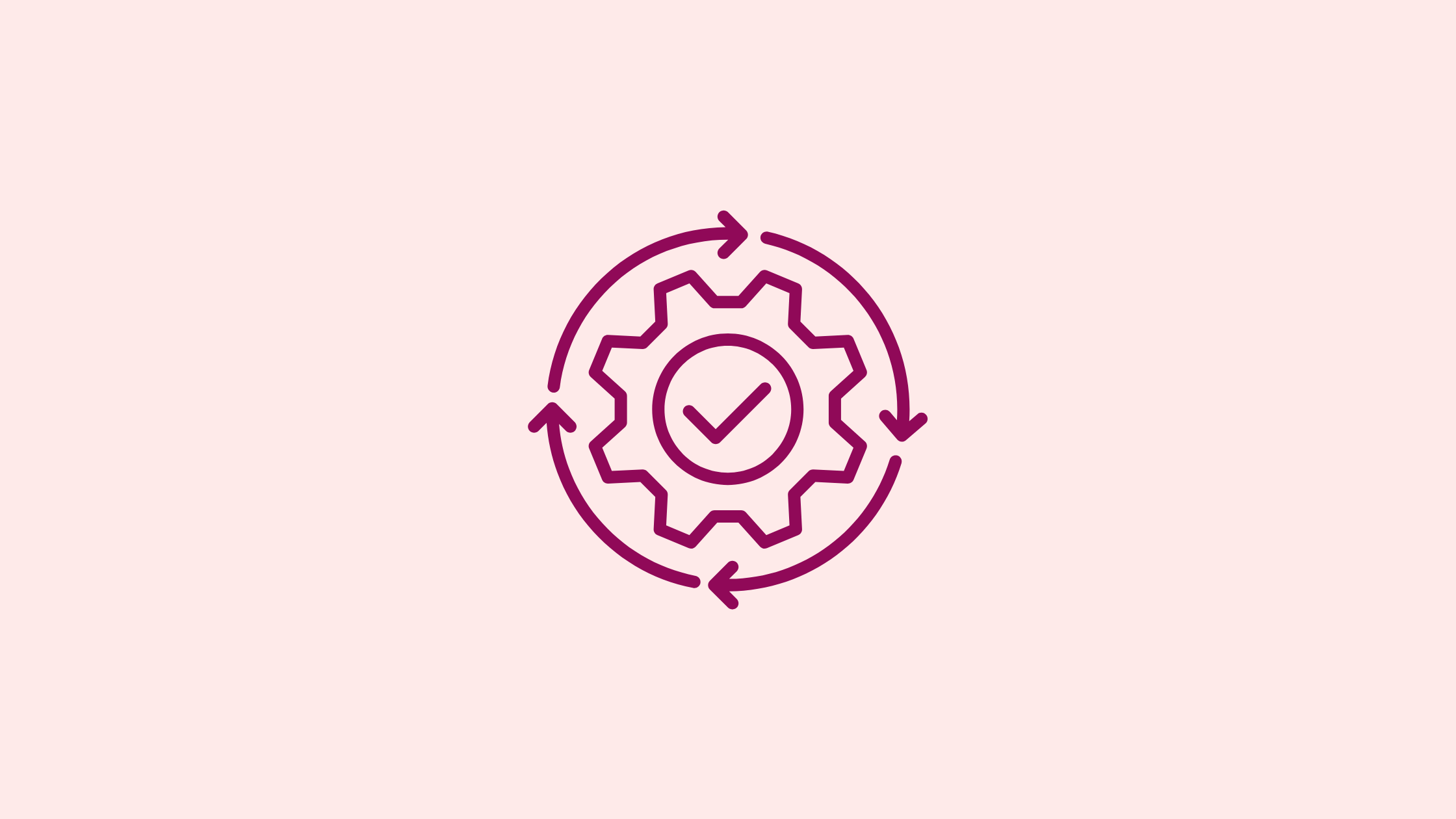 An icon of a gearwheel with a check mark on it