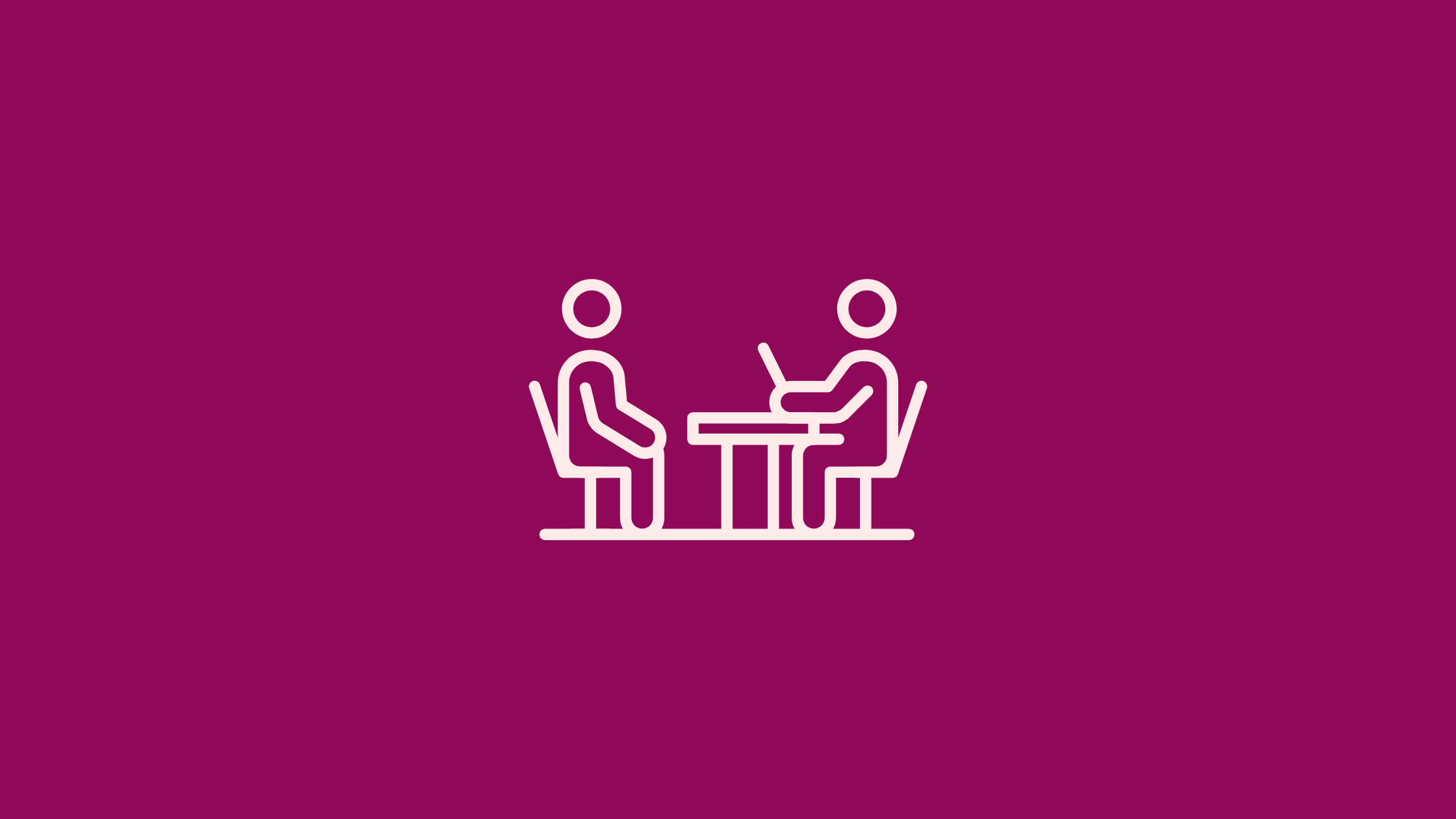 An icon of two people sitting at a table