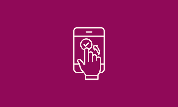An illustration of a hand pressing a button on a phone