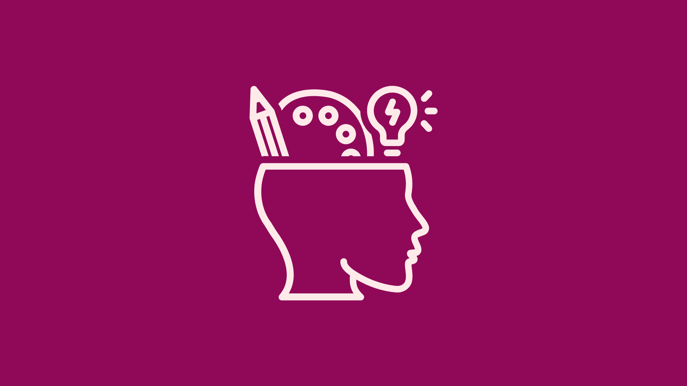 An illustration of a persons head with a light bulb and a pencil in it
