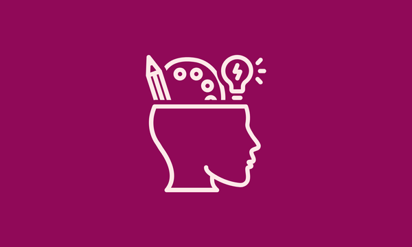 An illustration of a persons head with a light bulb and a pencil in it