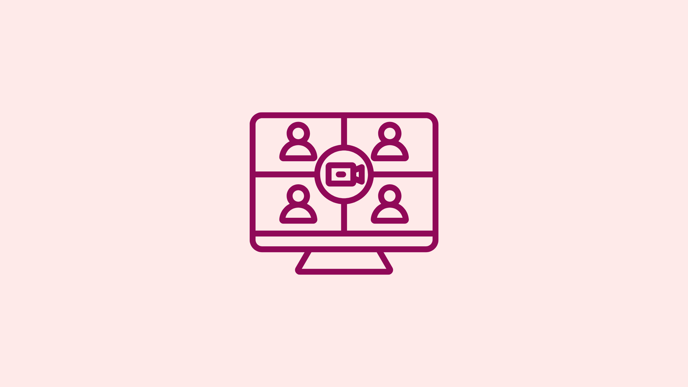 Icon of a computer screen with 4 human figures on a video call 2