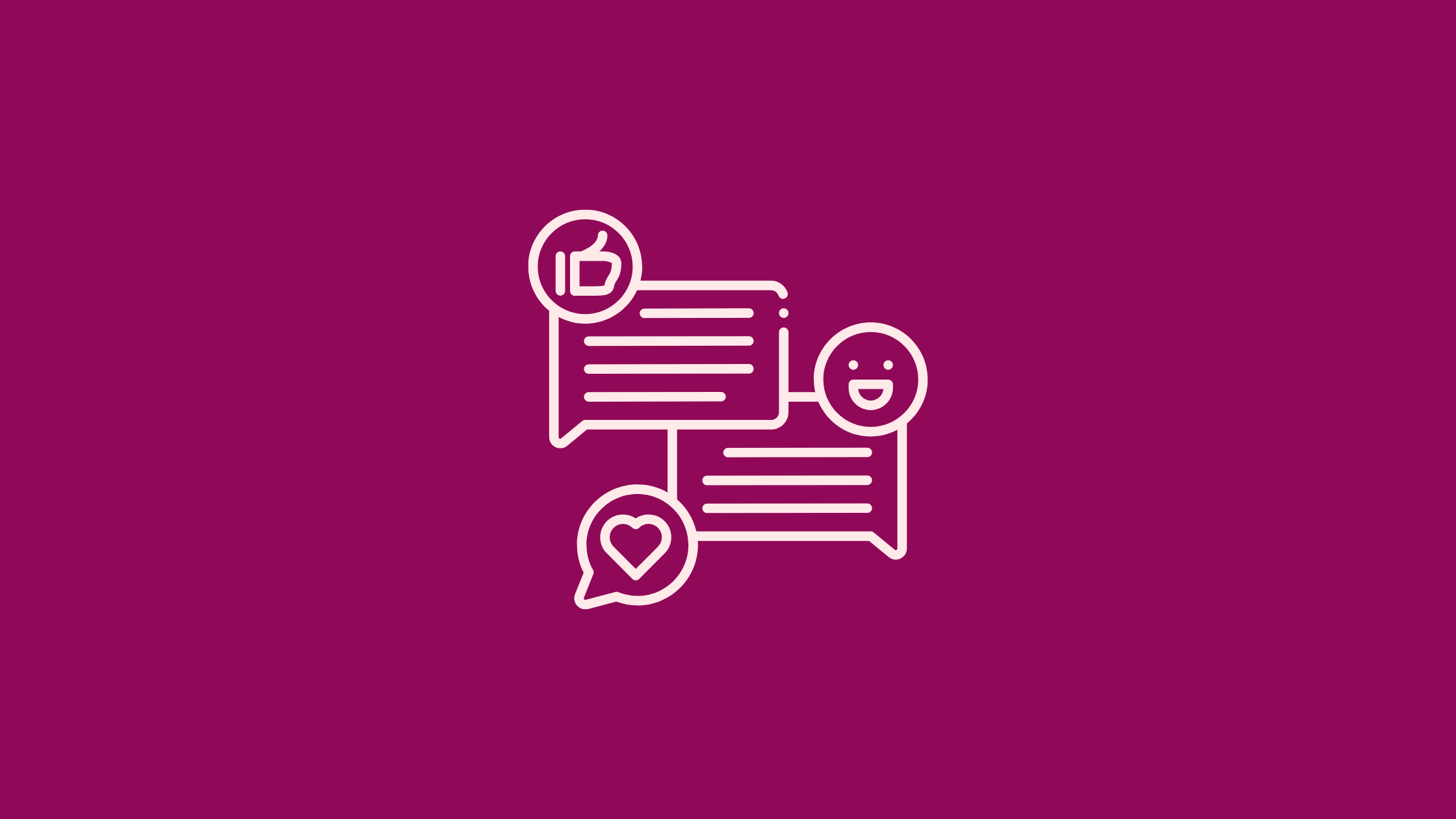 Two speech bubbles with a smiley face and a heart