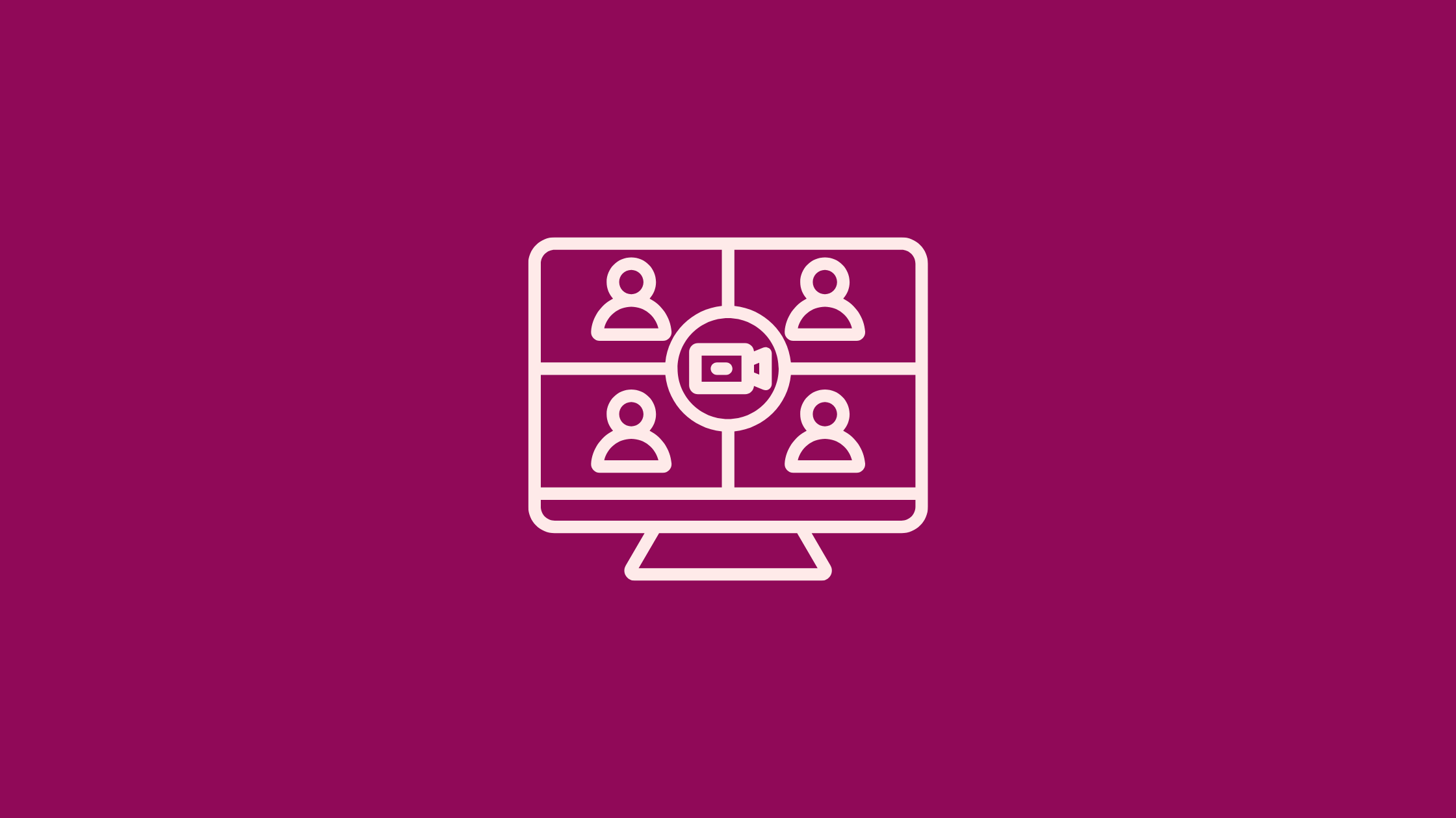 Icon of a computer screen with 4 human figures on a video call