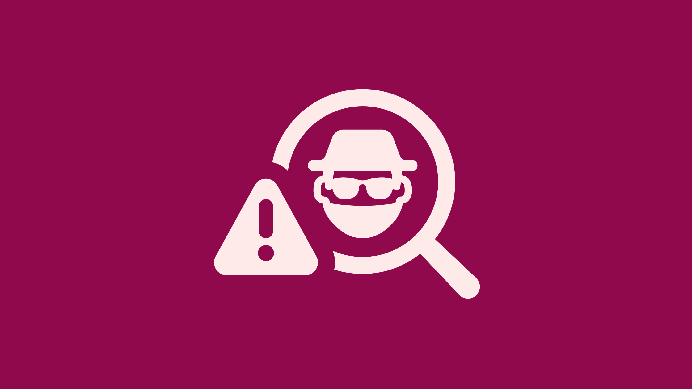 Icon of a person in a disguise under a magnifying glass